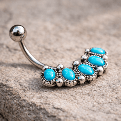Stainless Steel Antique Turquoise Navel Ring Belly Button Ring Skin Metals