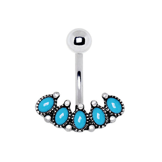 Antique Turquoise Navel Ring styled on model