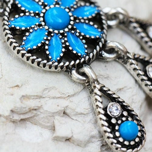 Stainless Steel Antique Turquoise Teardrop Navel Ring