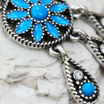Stainless Steel Antique Turquoise Teardrop Navel Ring