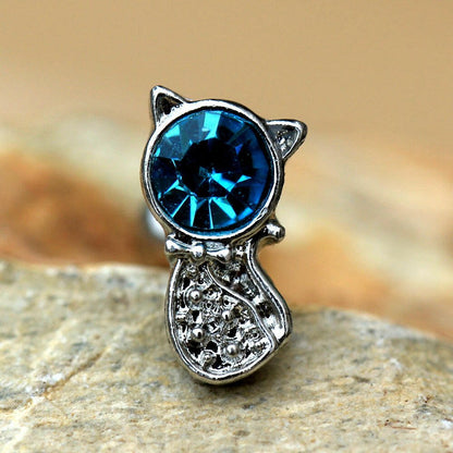 Stainless Steel Aqua Bow Tie Cat Cartilage Earring
