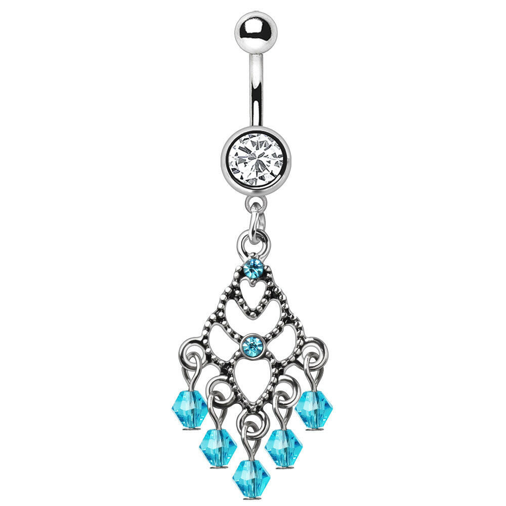 Stainless Steel Aqua Chandelier Dangle Navel Ring Navel Ring Impulse Piercings