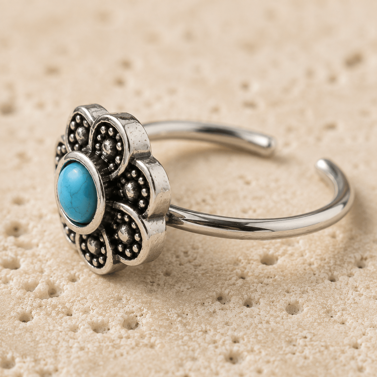 Stainless Steel Aqua Flower Nose Hoop / Cartilage Earring - Skin Metals
