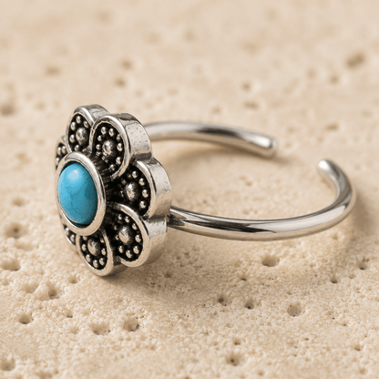 Stainless Steel Aqua Flower Nose Hoop / Cartilage Earring - Skin Metals