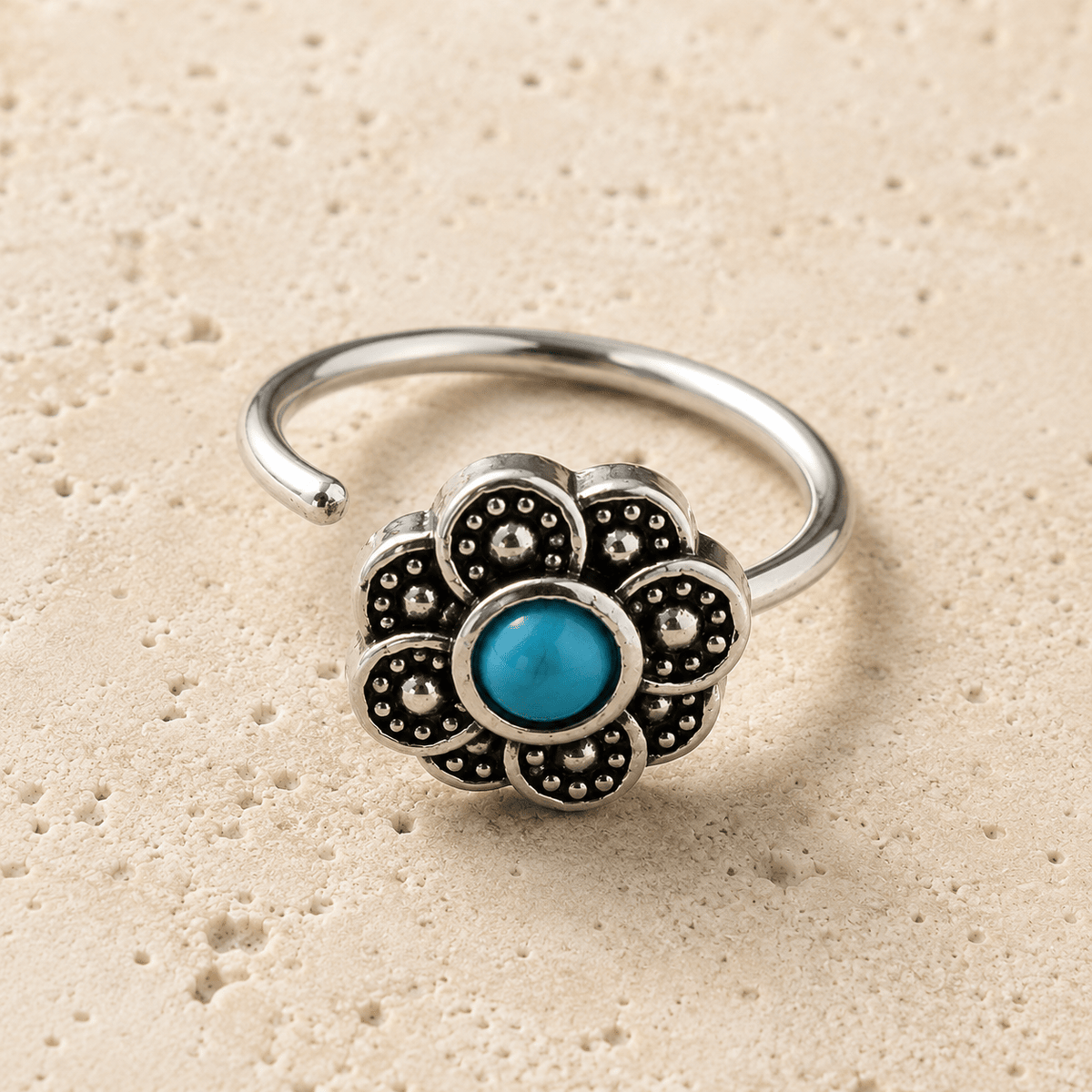 Stainless Steel Aqua Flower Nose Hoop / Cartilage Earring - Skin Metals