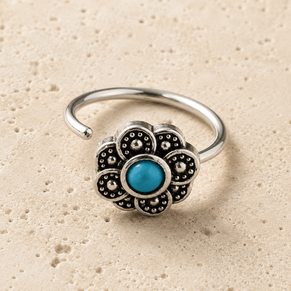 Stainless Steel Aqua Flower Nose Hoop / Cartilage Earring - Skin Metals