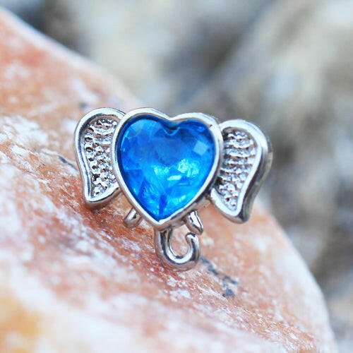 Stainless Steel Aqua Heart Elephant Cartilage Earring Cartilage Earring Impulse Piercings