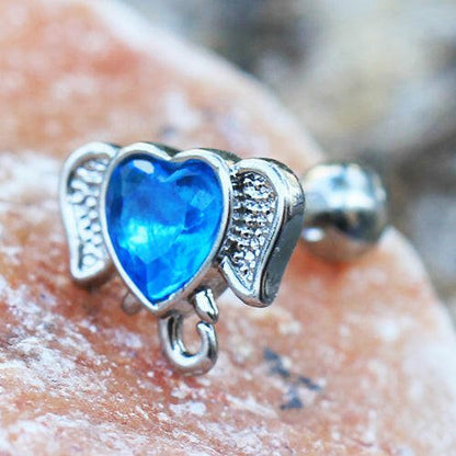 Stainless Steel Aqua Heart Elephant Cartilage Earring Cartilage Earring Impulse Piercings