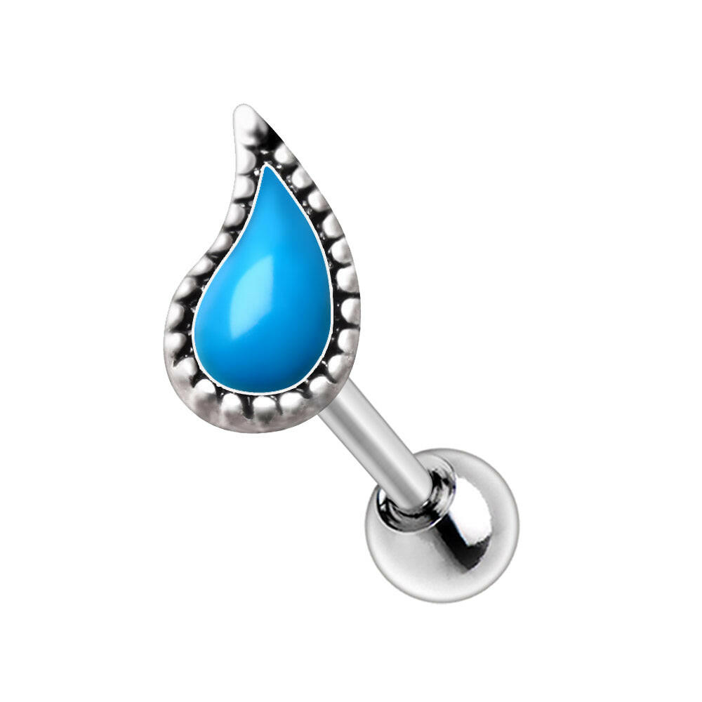 Stainless Steel Aqua Teardrop Cartilage Earring Cartilage Earring Impulse Piercings