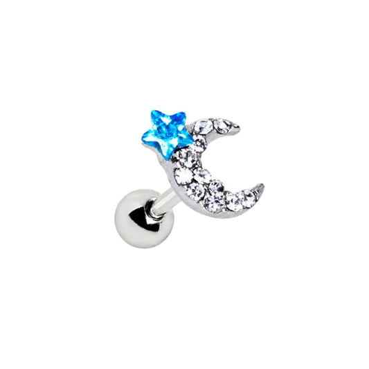 Stainless Steel Art of Brilliance To The Moon Cartilage Earring