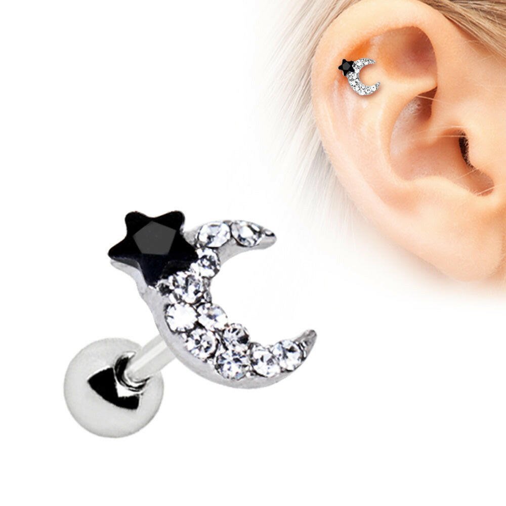 Stainless Steel Art of Brilliance To The Moon Cartilage Earring Cartilage Earring Impulse Piercings