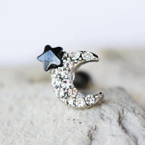 Stainless Steel Art of Brilliance To The Moon Cartilage Earring