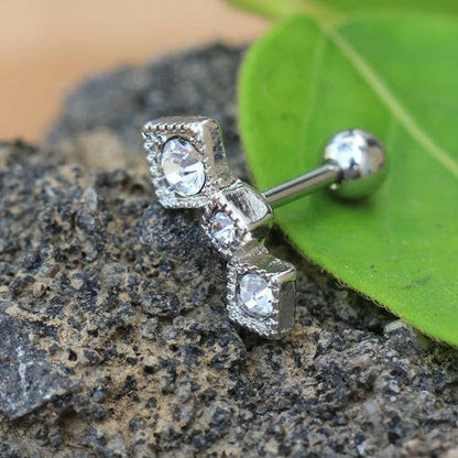 Stainless Steel Art of Brilliance Triple Square Drop Cartilage Earring Cartilage Earring Impulse Piercings