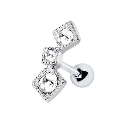 Stainless Steel Art of Brilliance Triple Square Drop Cartilage Earring Cartilage Earring Impulse Piercings 16 gaugeLength: 1/4"