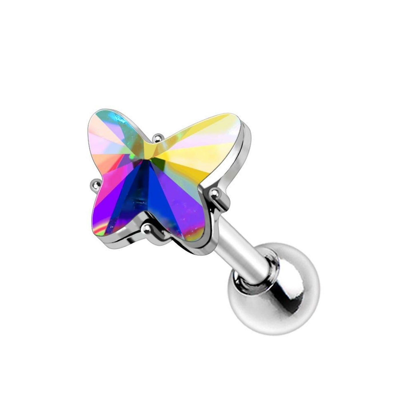 Stainless Steel Aurora Borealis Butterfly Cartilage Earring Cartilage Earring Impulse Piercings