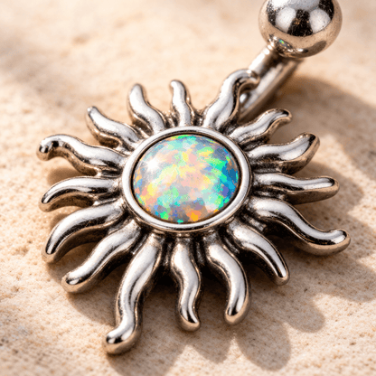 Stainless Steel Aurora Borealis Tribal Sun Navel Ring Navel Ring Impulse Piercings