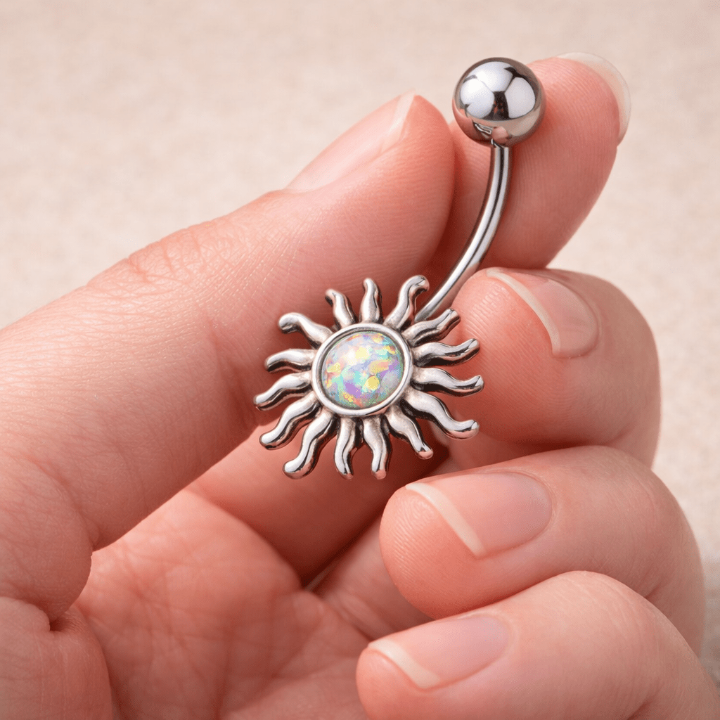 Stainless Steel Aurora Borealis Tribal Sun Navel Ring Navel Ring Impulse Piercings