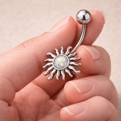 Stainless Steel Aurora Borealis Tribal Sun Navel Ring Navel Ring Impulse Piercings