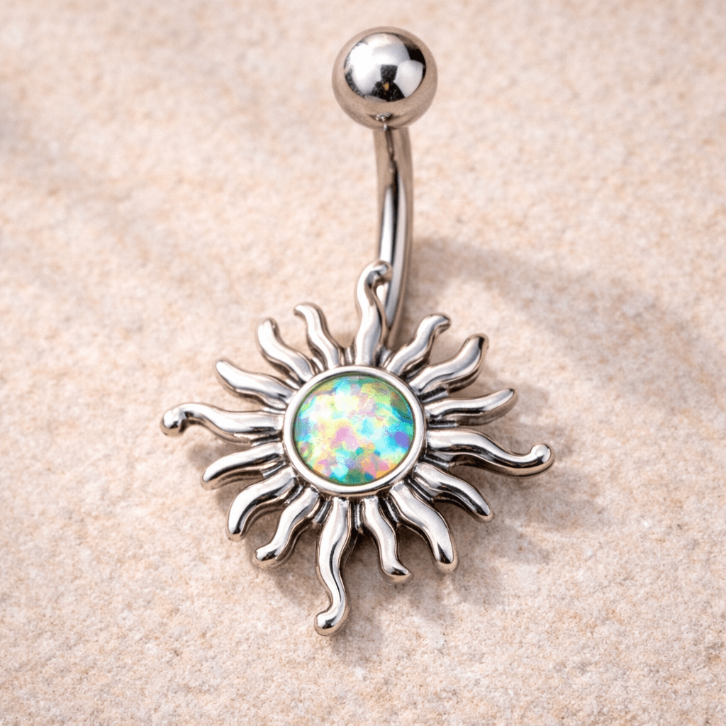 Stainless Steel Aurora Borealis Tribal Sun Navel Ring Navel Ring Impulse Piercings