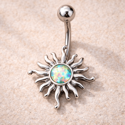 Stainless Steel Aurora Borealis Tribal Sun Navel Ring Navel Ring Impulse Piercings