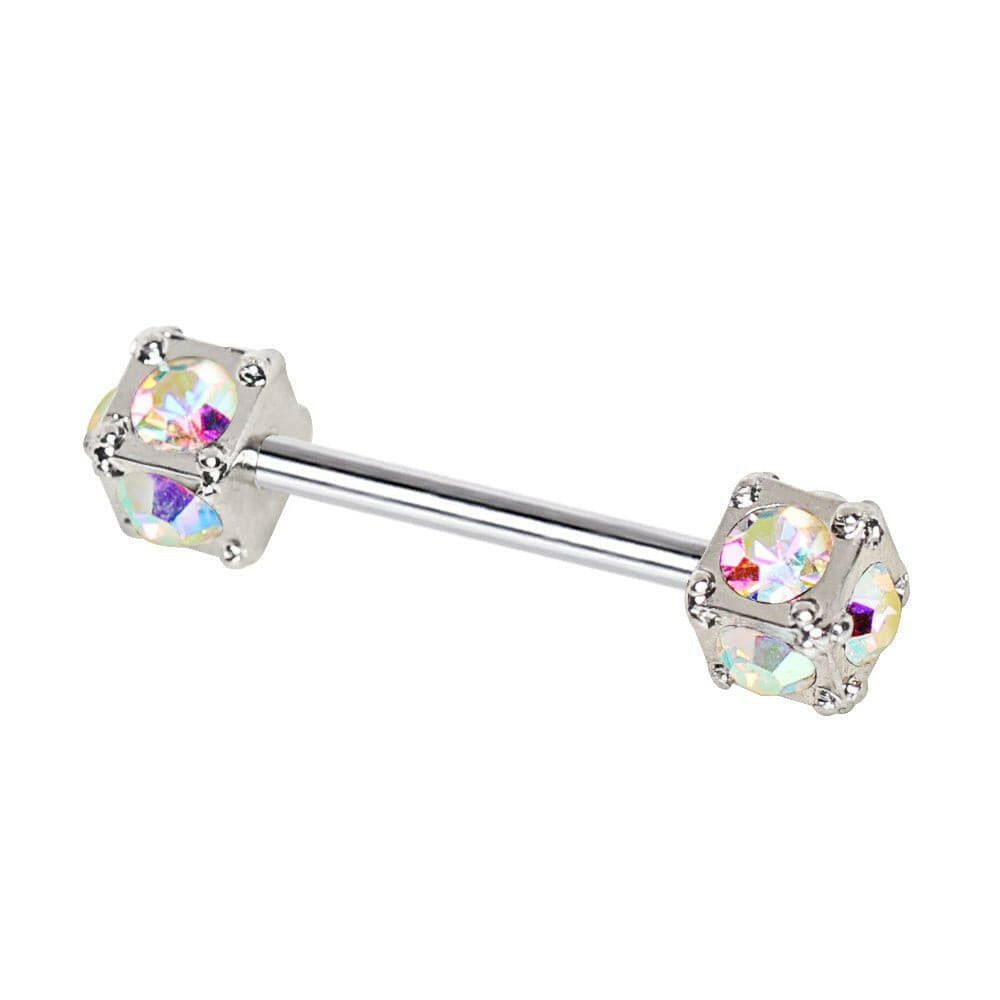 Stainless Steel Aurora Cube Nipple Bar