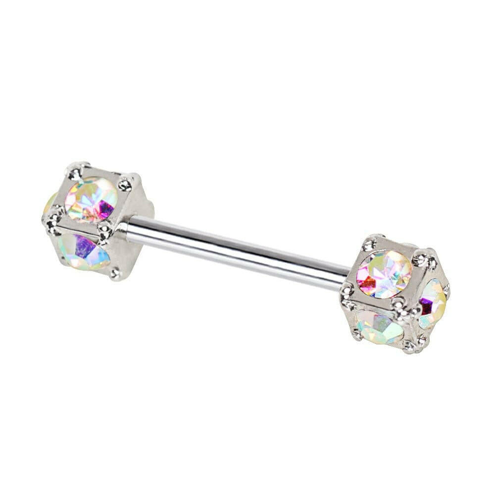 Stainless Steel Aurora Cube Nipple Bar Nipple Ring Impulse Piercings