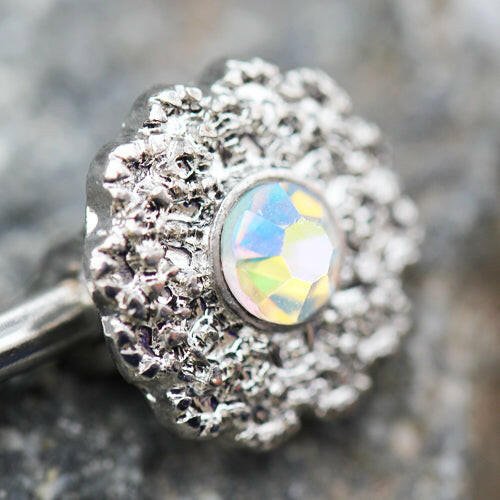 Stainless Steel Aurora Flower Cluster Nipple Bar Nipple Ring Impulse Piercings