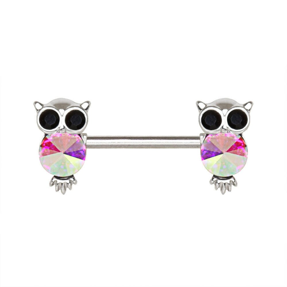 Stainless Steel Aurora Owl Nipple Bar Nipple Ring Impulse Piercings