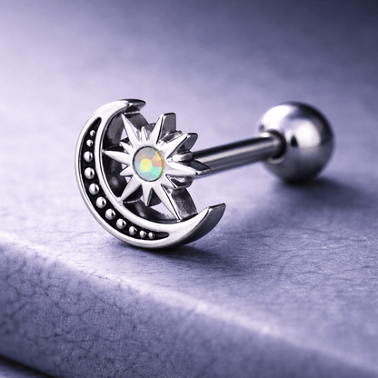 Stainless Steel Aurora Star and Moon Cartilage Earring Cartilage Earring Impulse Piercings