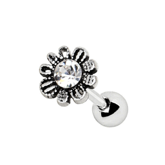 Stainless Steel Avant Garde Daisy Flower Cartilage Earring Cartilage Earring Impulse Piercings 16 gaugeLength: 1/4"