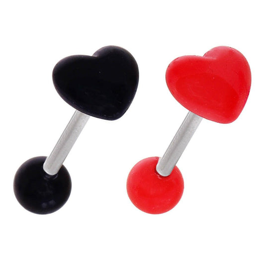 Stainless Steel Barbell with UV Acrylic Heart
