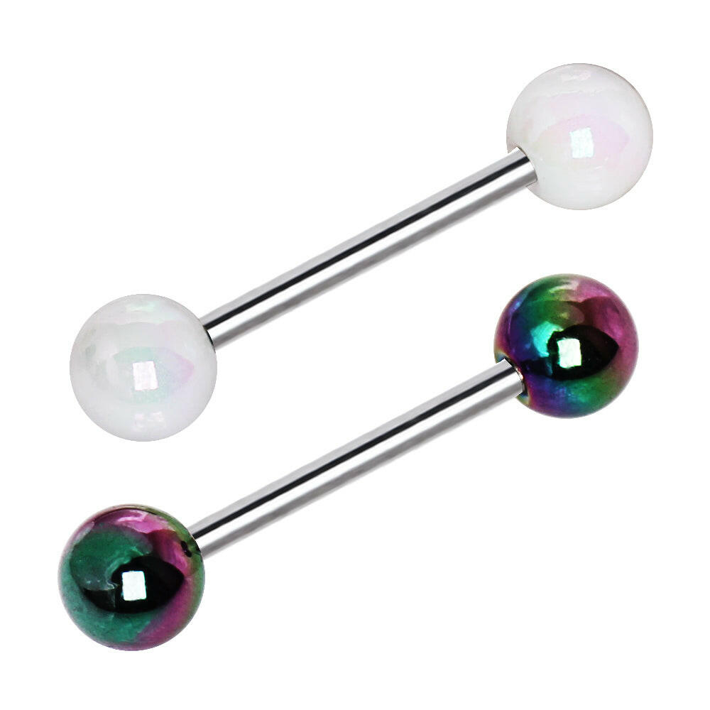 Stainless Steel Barbell with UV Acrylic Mystic Aurora Balls Barbell Impulse Piercings