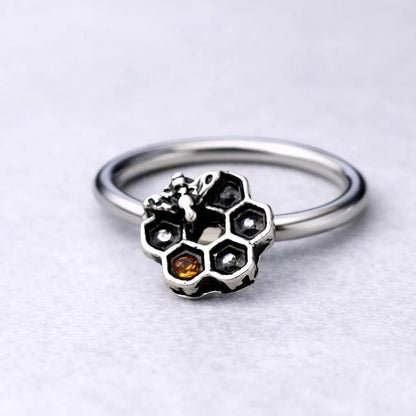 Stainless Steel Bee and Honeycomb Seamless Ring / Cartilage Earring - Skin Metals