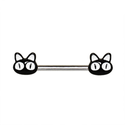 Stainless Steel Black Alley Cat Nipple Bar Nipple Ring Impulse Piercings