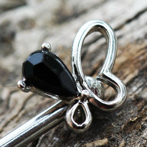 Stainless Steel Black Butterfly Nipple Bar Nipple Ring Impulse Piercings