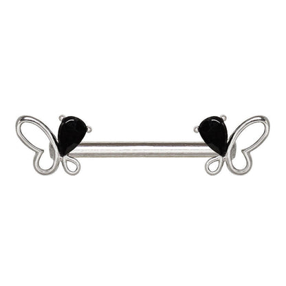 Stainless Steel Black Butterfly Nipple Bar Nipple Ring Impulse Piercings