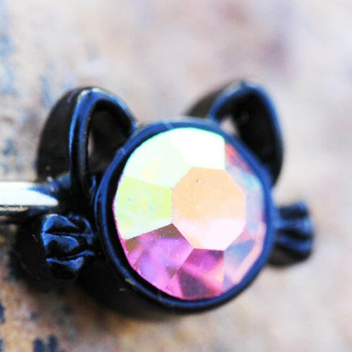 Stainless Steel Black Cat Nipple Bar Nipple Ring Impulse Piercings