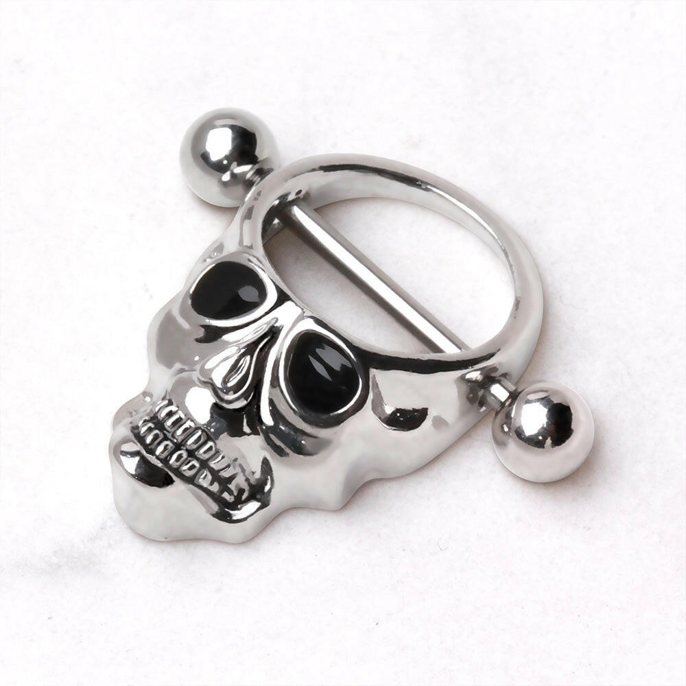 Stainless Steel Black Eye Skull Nipple Shield Nipple Ring Impulse Piercings