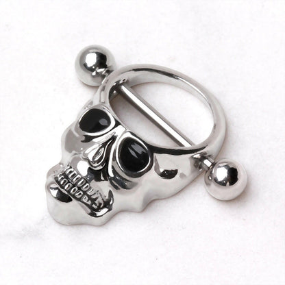 Stainless Steel Black Eye Skull Nipple Shield Nipple Ring Impulse Piercings