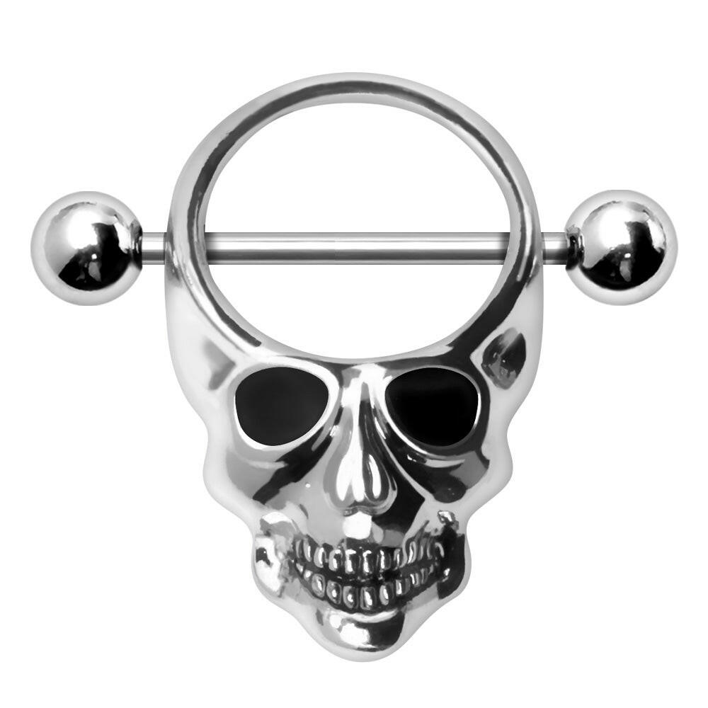 Stainless Steel Black Eye Skull Nipple Shield Nipple Ring Impulse Piercings