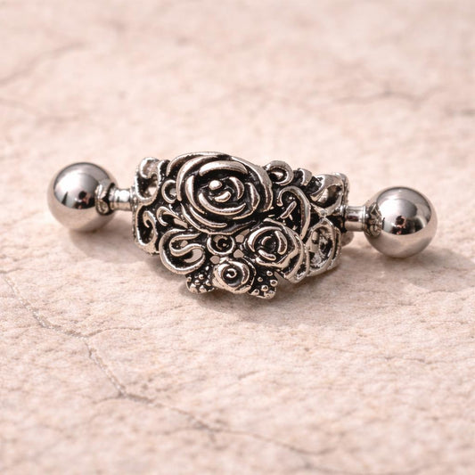 Stainless Steel Black Roses Cartilage Cuff Earring Cuff Earring Impulse Piercings