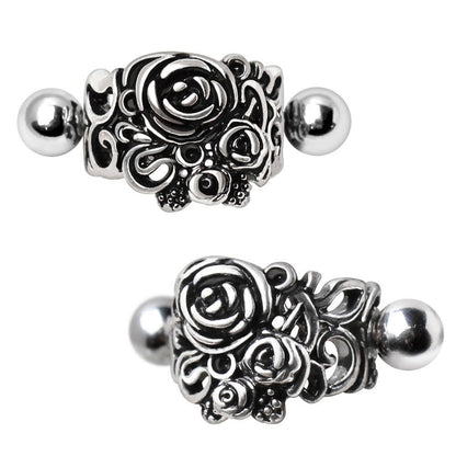 Stainless Steel Black Roses Cartilage Cuff Earring Cuff Earring Impulse Piercings