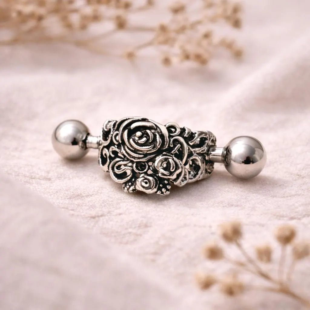 Stainless Steel Black Roses Cartilage Cuff Earring Cuff Earring Impulse Piercings