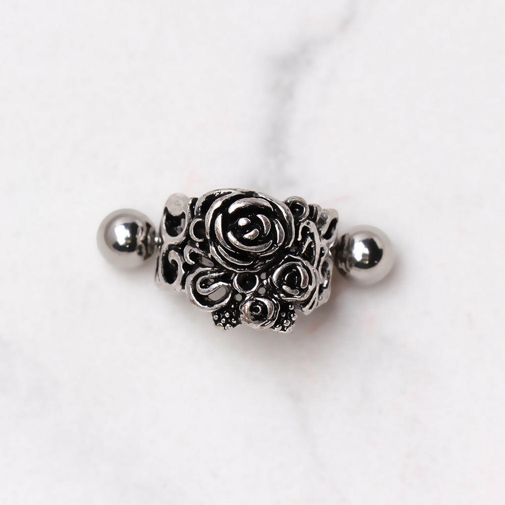 Stainless Steel Black Roses Cartilage Cuff Earring Cuff Earring Impulse Piercings