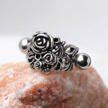 Stainless Steel Black Roses Cartilage Cuff Earring Cuff Earring Impulse Piercings