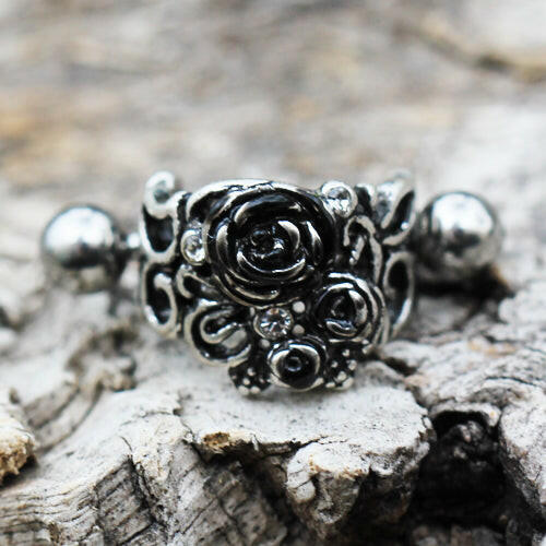 Stainless Steel Black Roses Cartilage Cuff Earring Cuff Earring Impulse Piercings