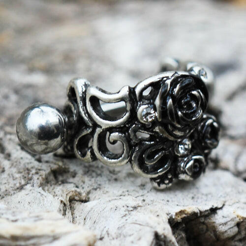 Stainless Steel Black Roses Cartilage Cuff Earring Cuff Earring Impulse Piercings