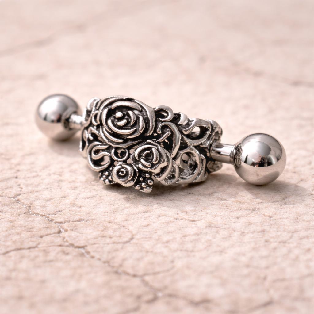 Stainless Steel Black Roses Cartilage Cuff Earring Cuff Earring Impulse Piercings