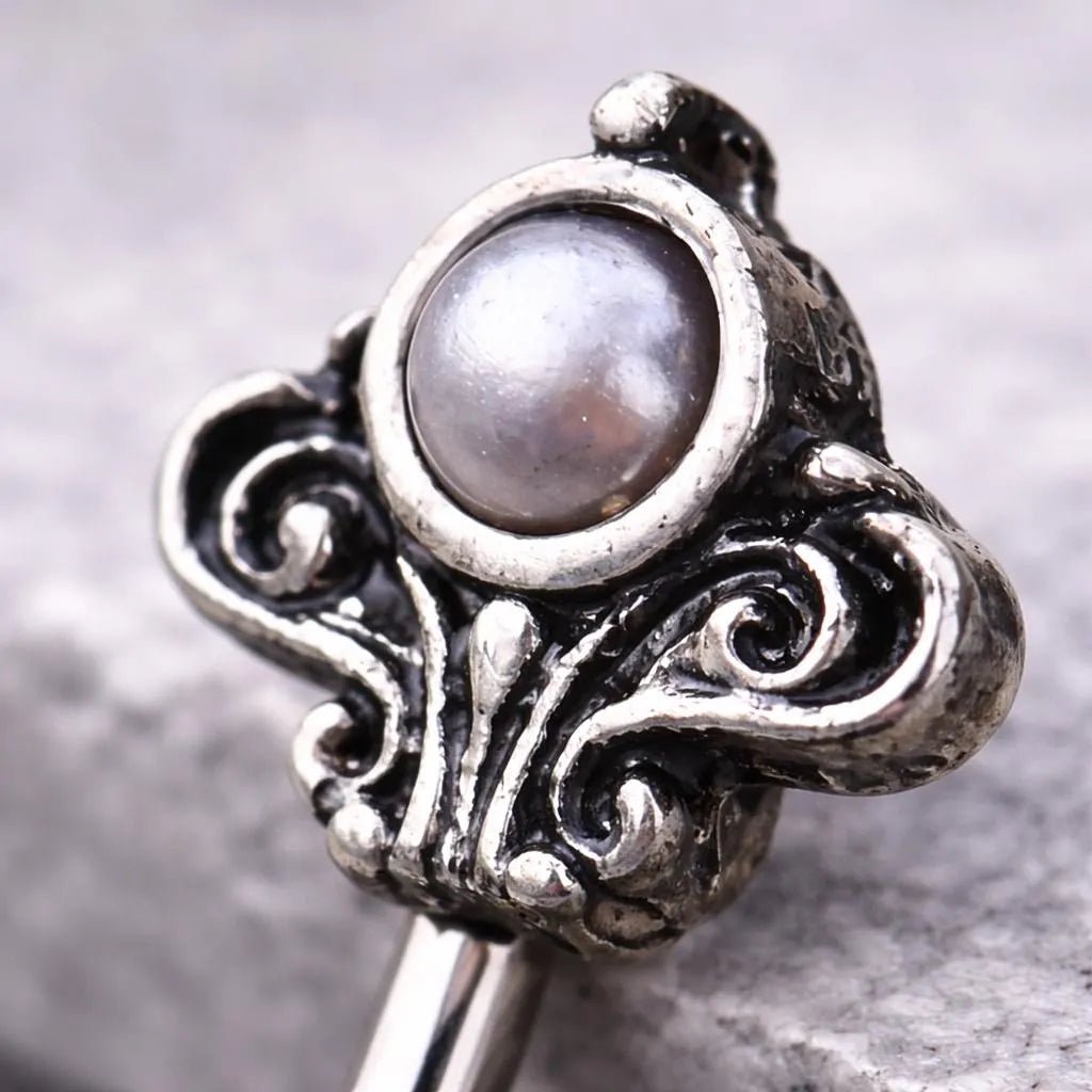 Stainless Steel Black Victorian Design Belly Button Navel Ring Navel Ring Skin Metals