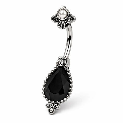 Stainless Steel Black Victorian Design Belly Button Navel Ring Navel Ring Skin Metals